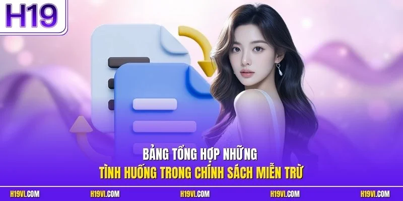 Bảng tổng hợp những tình huống trong chính sách miễn trừ
